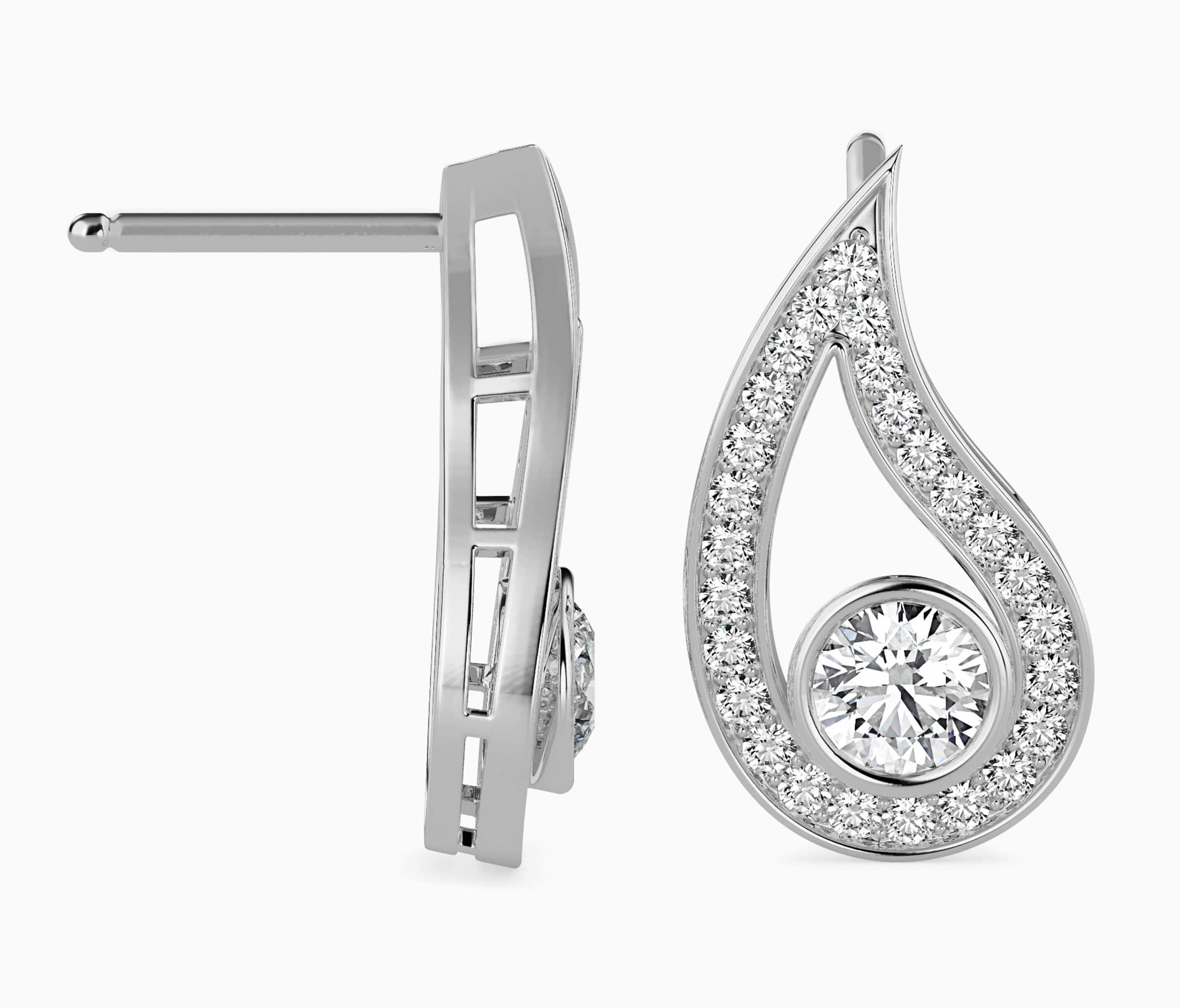 Pear Halo Diamond Drop Earrings