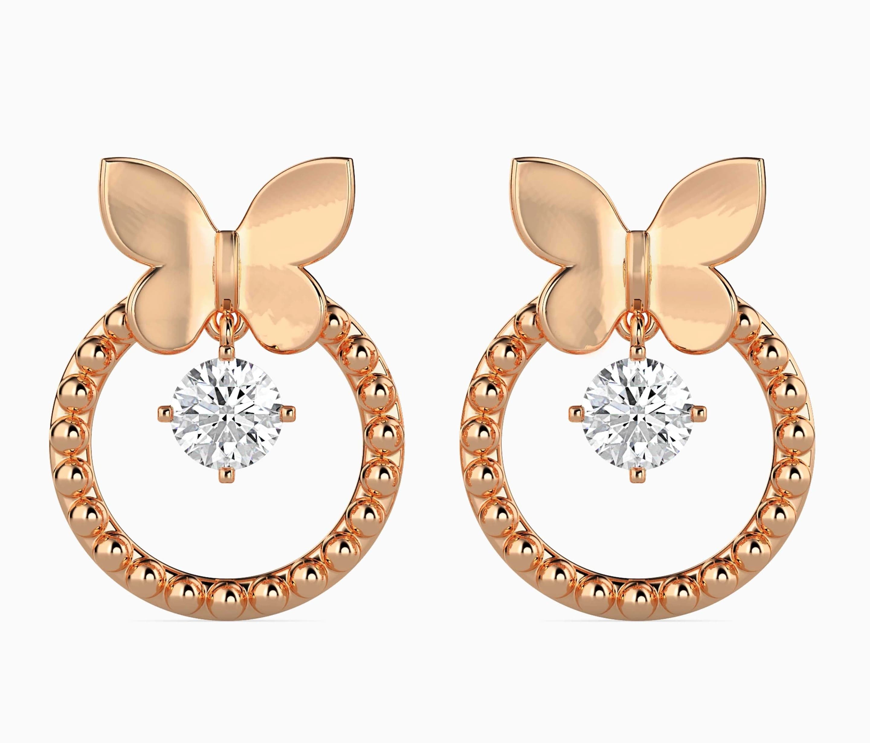 Rose Gold Butterfly Hoop Earrings