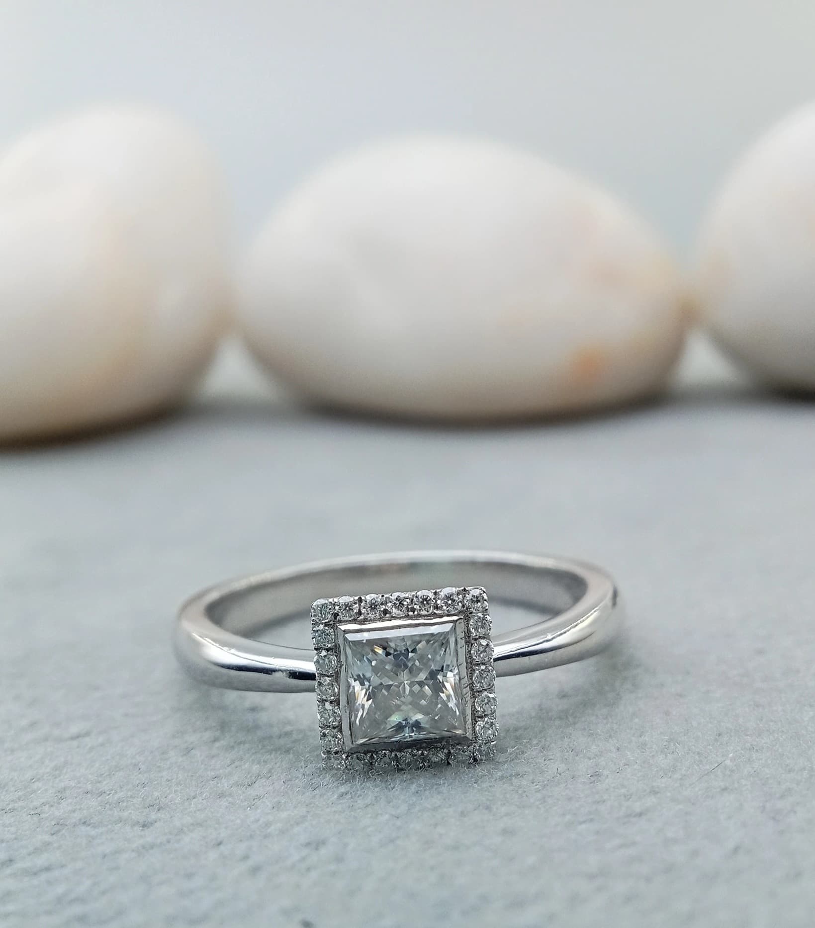 Princess-Cut Halo Diamond Ring