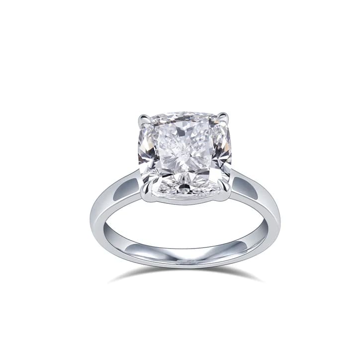 Messi Gems Lab Grown Diamond Cushion 5ct E VS2 White 14k Gold Ring Custom Jewellery