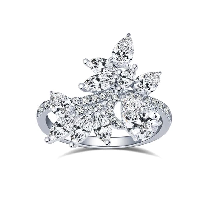 Messi Fine Jewellery Rings 18K White Gold Pear Shape Cut Lab Diamond Engagement Ring for Women