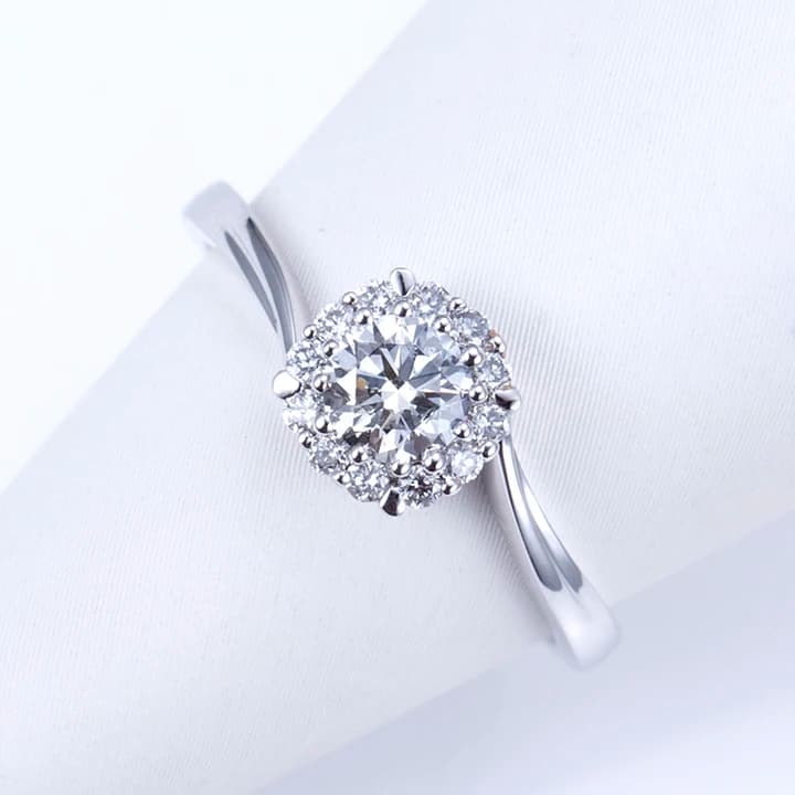MSR-1092 18K Lab Diamond Ring halo Ring Round Brilliant Cut Engagement Wedding Band Classic Gift Band