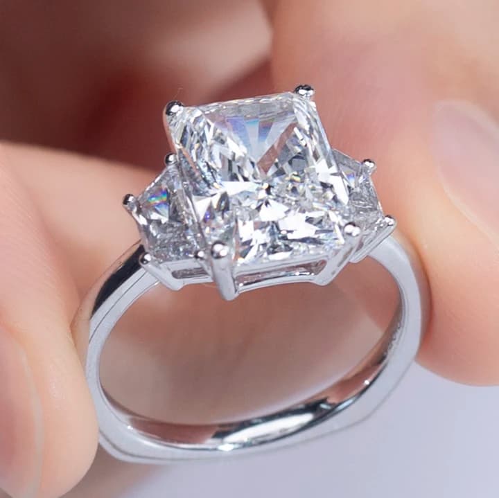 14K Gold Diamond Ring Custom Fine Ring Jewellery 3CT D VS1 Radiant Cut Lab Grown Diamond Ring MSR-1289