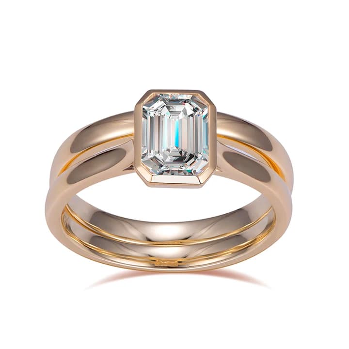 MSR-1376 9K Gold Customized 1.14CT E VVS1 HPHT Emerald Lab Diamond Solitary Ring