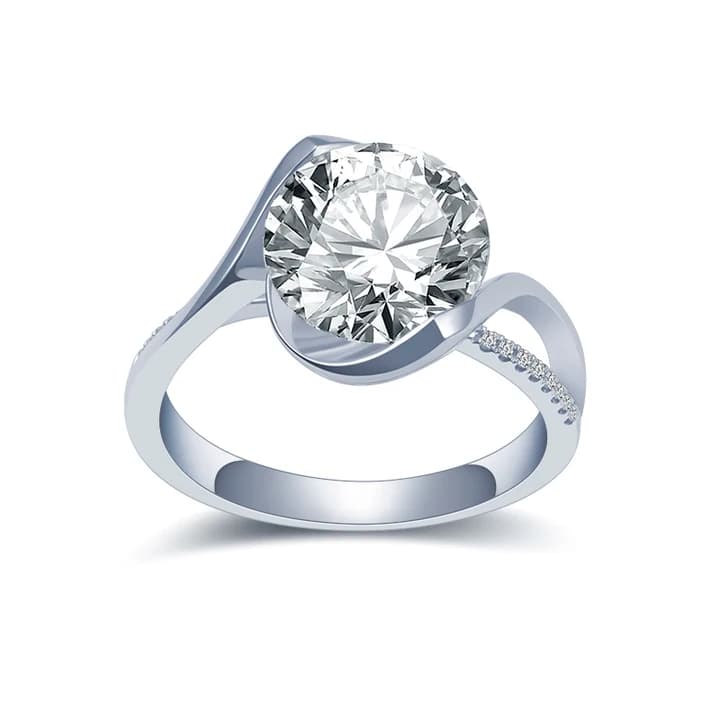 MSR-1438 IGI Lab Diamond Ring 2.7ct Round Diamond 18k Gold Ring Engagement Wedding Band Classic Gift Band