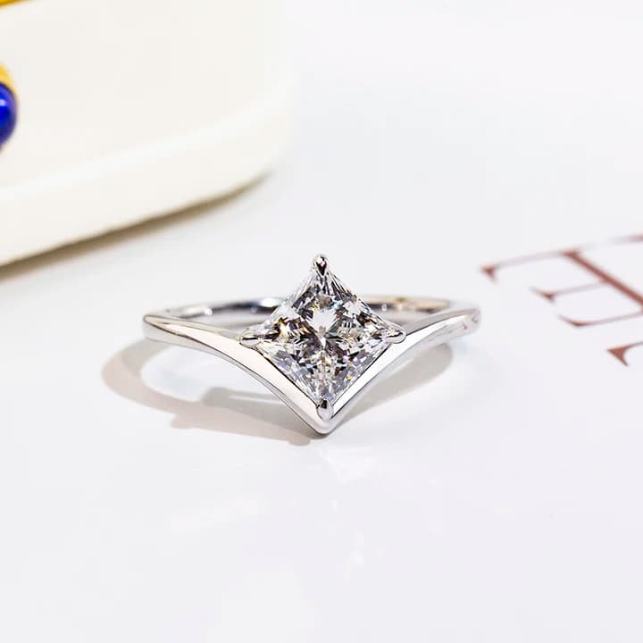 MSR-1771 Custom 925 Silver Ring IGI Princess Cut 1CT D VS1 Lab Grown Diamond Ring