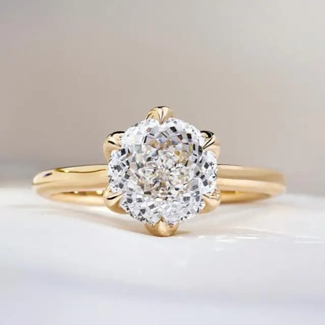 Customized MSR-1776 14K Yellow Gold Solitaire Diamond Ring Engagement Wedding Ring Round Lab Grown Diamond Ring