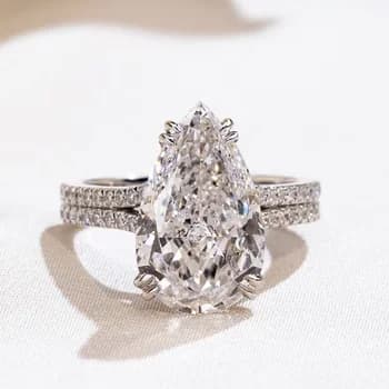 Custom Ring Jewellery MSR-1908 Latest Designed 18k Gold 5.1CT E VVS2 Pear Cut Lab Grown Diamond Ring