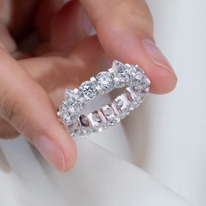 MSR-2087 Latest Designed Luxury Eternity Ring 10k White Gold Lab Grown Diamond Ring