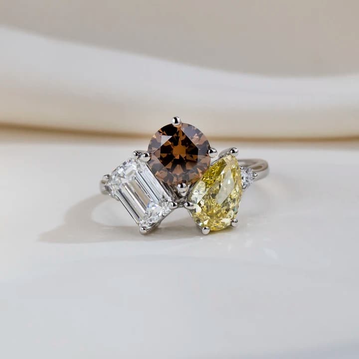 MSR-2244 Custom Fine Ring Jewellery Platinum Three Stones Ring Lab Grown Diamond IGI Certification Ring