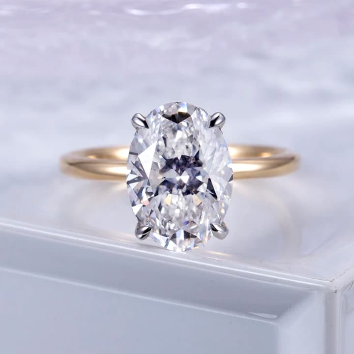 MSR-811 18K Yellow Gold Oval 4CT Lab Diamond Women Luxury Wedding Rings