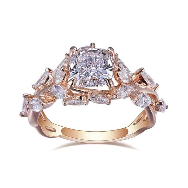 Messi Beautiful Design MSR-920 18K Rose Gold Wedding Diamond Engagement Ring Cushion Cut IGI 1.5CT Lab Diamond Ring