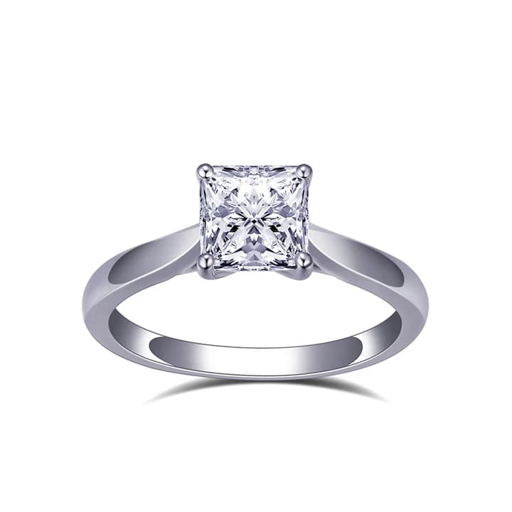MSR-933 18K White Gold Princess Square Lab Grown Diamond Custom Jewellery Solitaire Ring