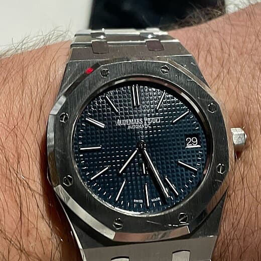 Audemars Piguet Royal Oak 'Jumbo' Extra-Thin with blue tapisserie dial