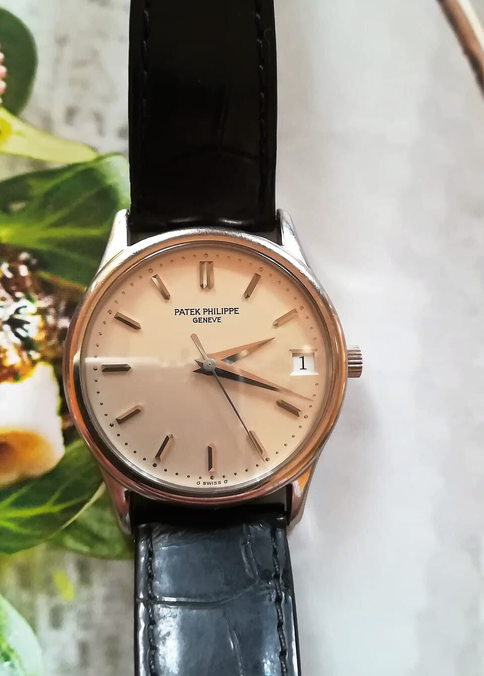 Patek Philippe Calatrava dress watch with leather strap
