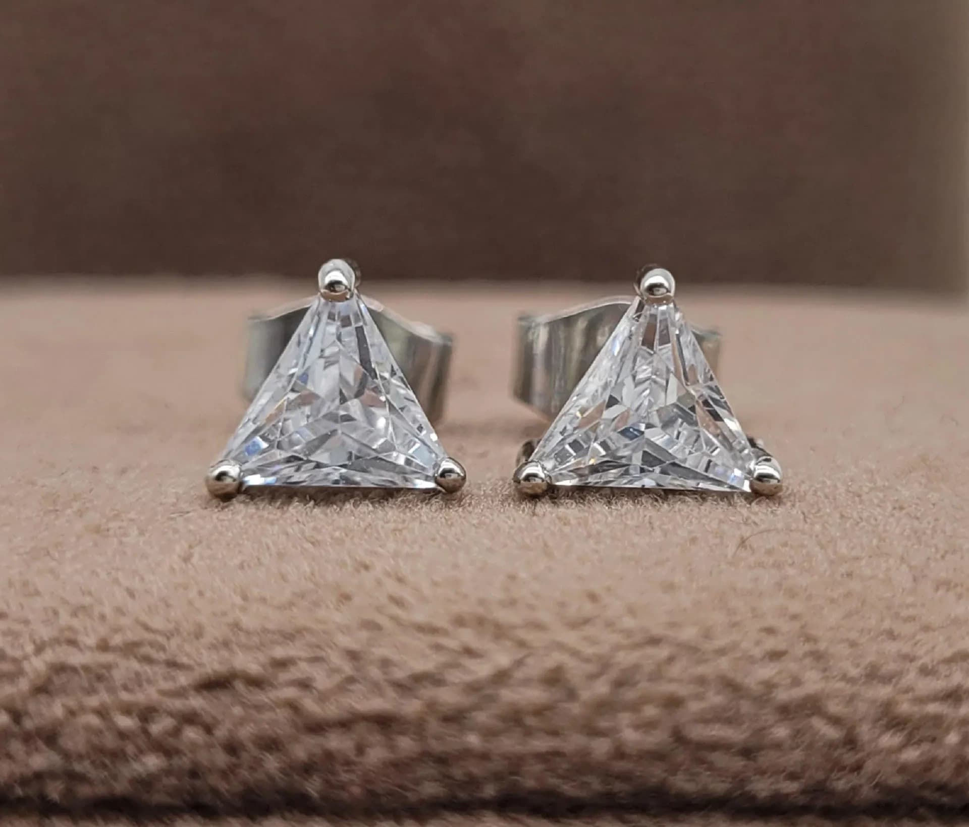 Trillion-Cut Diamond Stud Earrings