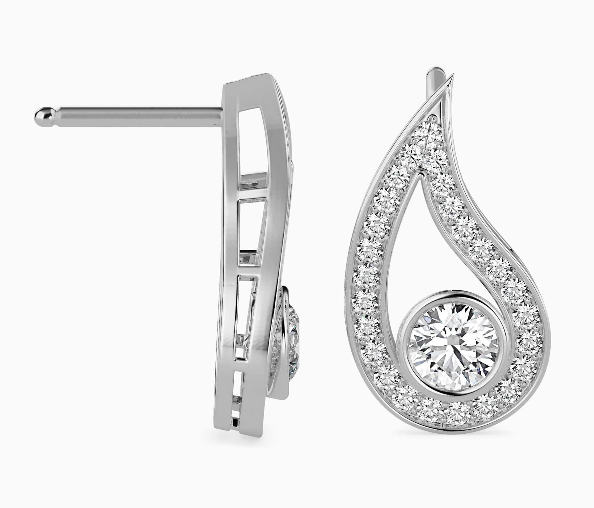 Pear Halo Diamond Drop Earrings