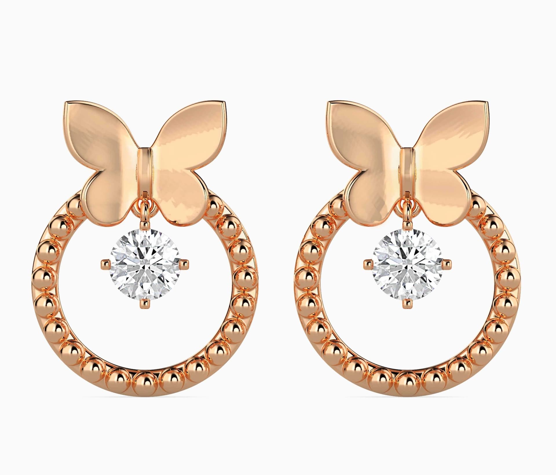 Rose Gold Butterfly Hoop Earrings