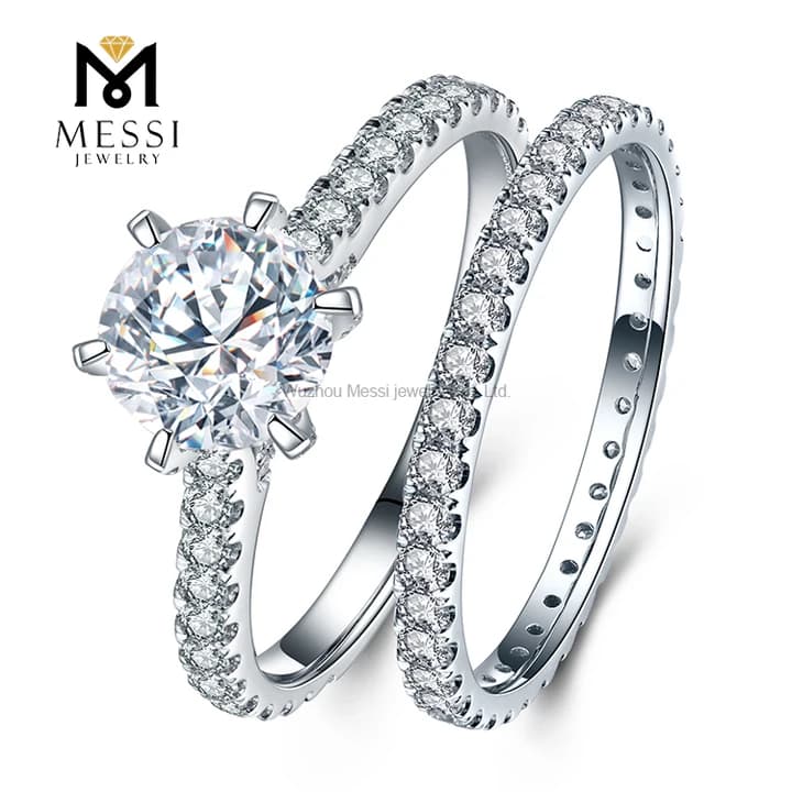 MS-289 Solitaire Ring Eternity Ring 1.5ct D VS1 Engagement 18k 14K 10k Gold Lab Grown Diamond Ring Set