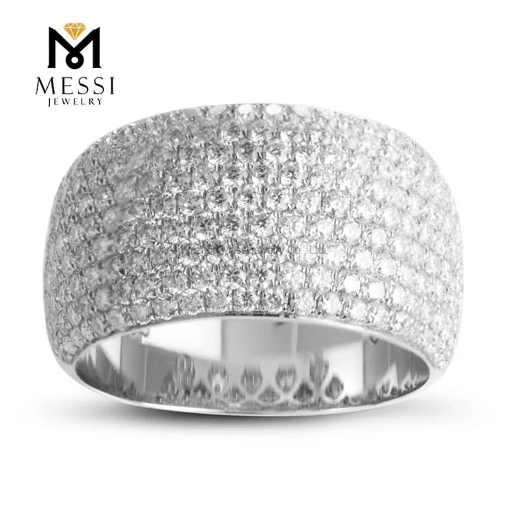 Messi Gems MS-045 Pave Setting Melee Diamonds Cocktail Ring 14K 18K White Gold Jewellery Ring HPHT Lab Craeted Diamond Ring