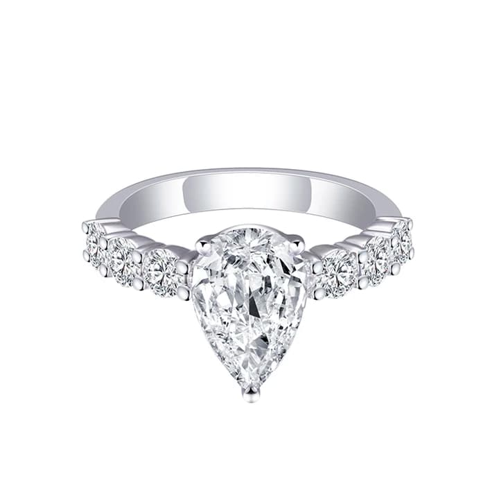 Messi Gems MS-361 14K 18K White Gold Jewellery Lab Grown Pear Diamond Ring