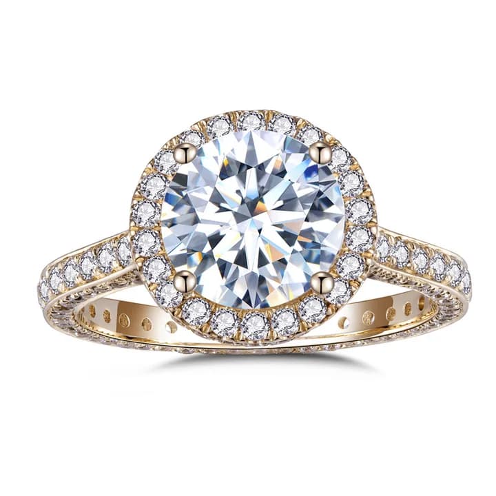 Messi Gems MS-305 Prong Setting 14K 18K Yellow Gold 3Ct Synthetic Lab Diamond Women Jewellery Ring HPHT Lab Craeted Diamond Ring