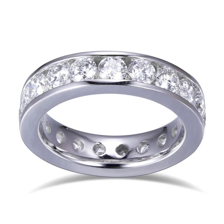 Messi Gems MS-462 Ring 14K 18K White Gold Channel Setting Eternity Women Moissanite Ring