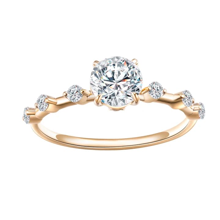 MS-509 18k Gold Yellow\/White Gold Lab Diamond Solitary Ring
