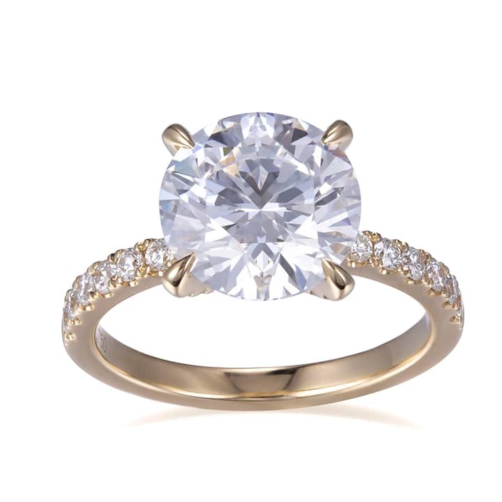 MS-544 3Ct Lab Diamond 18K Yellow Gold Custom Ring