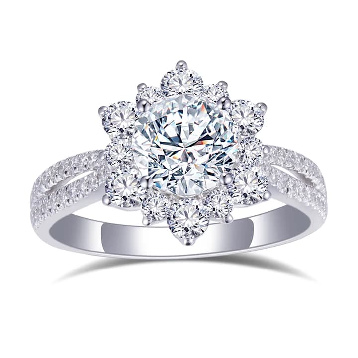 MS-589 Flower Shape Custom 18k Gold Women 1Ct Lab Diamond Ring