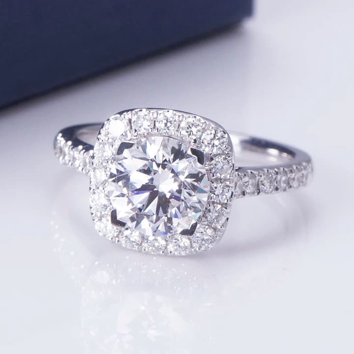 MS-572 Latest Gold Ring Prices 18k Gold Women 1Ct Lab Diamond Halo Ring
