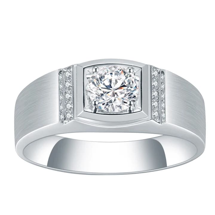 MS-593 18k White Gold IGI NGIC 0.5Ct Lab Diamond Man Ring