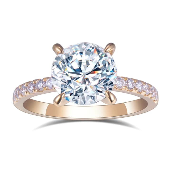 Original Gold Jewellery Trendy Prong Setting 18K Yellow Gold 2.6ct Lab Diamond Women Jewellery Ring Vintage Style