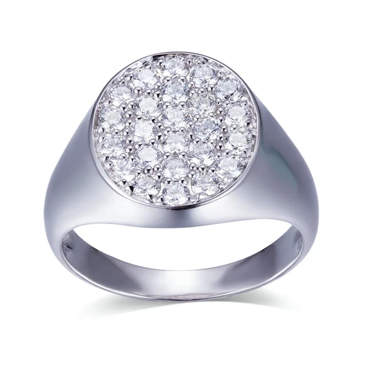 Messi Gems 18k White Gold Round Cut Melee Lab Grown Diamond White Gold Man Ring