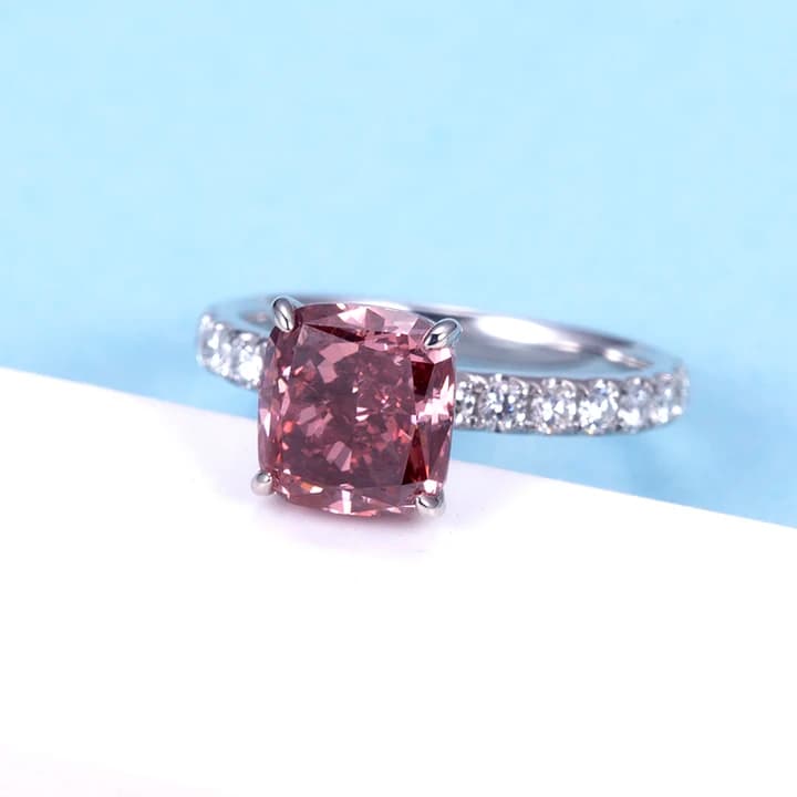 Messi Gems 18k White Gold 2.01 Lab Grown pink Diamond Engagement Ring