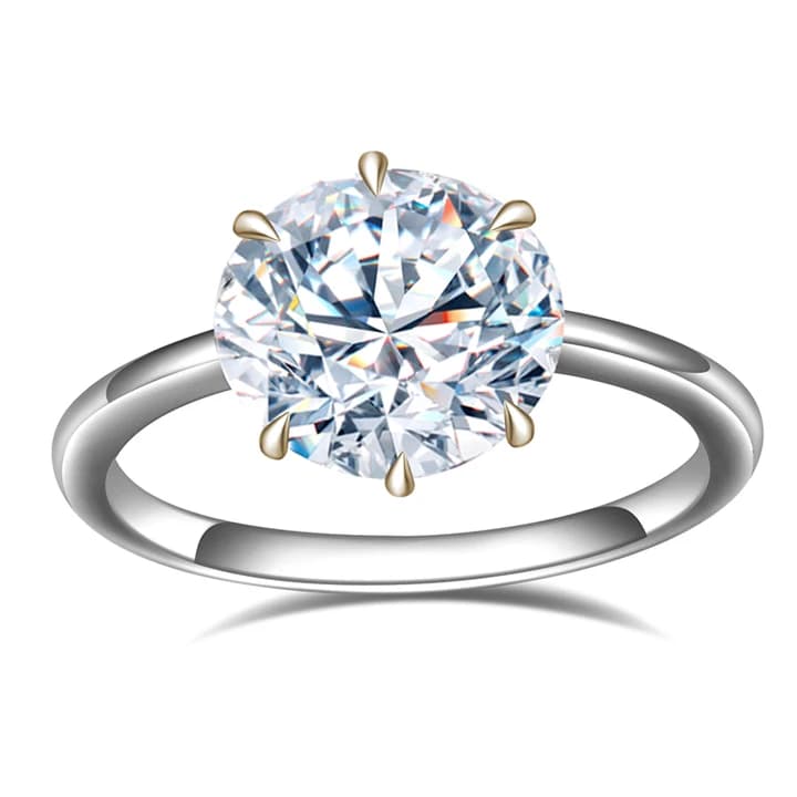 18K White Gold Claw Setting Women 1.53CT Round Cut Lab Grown Diamond Ring