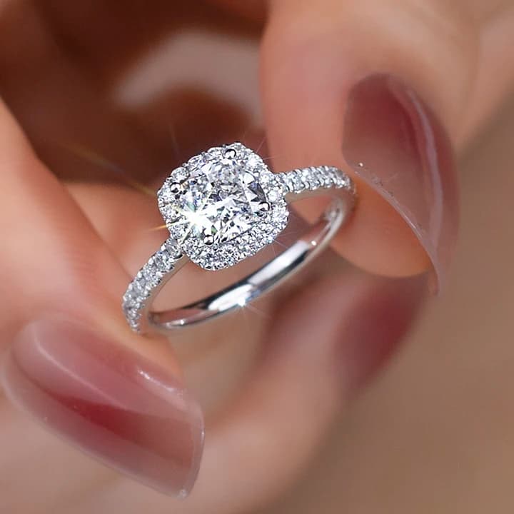 PT950 1.02CT E VVS1 Lab Diamond Halo Ring Engagement Ring Wedding Band Classic Diamond Gift Band