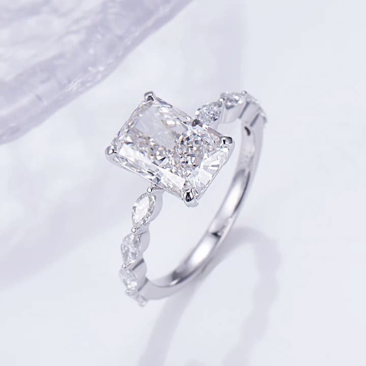 Messi Pretty Luxury Design Fine Jewellery 3.4ct Radiant 18k Gold Jewellery Lab Grown Diamond Wedding Finger Rings