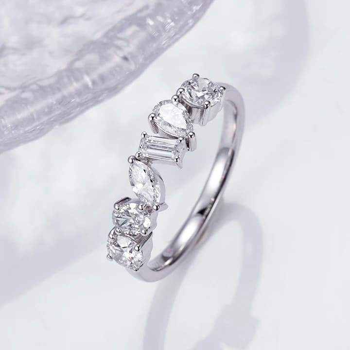 Messi Custom18k Fancy Shape Lab Diamond Ring Hall Eternity Engagement Ring Wedding Lab Grown Diamond Ring for Women