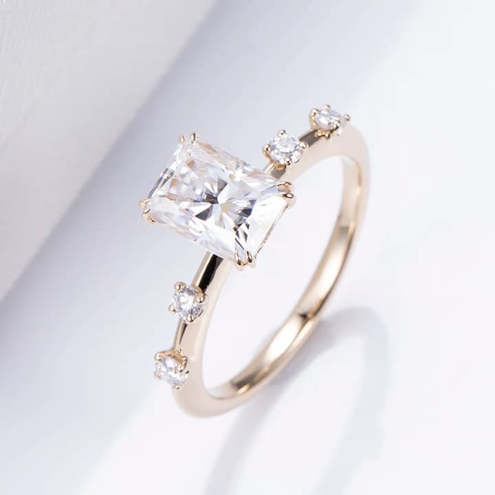 Luxury Radiant Cut Diamond Engagement Wedding Rings Set 14K Yellow Gold Factory Custom Ring