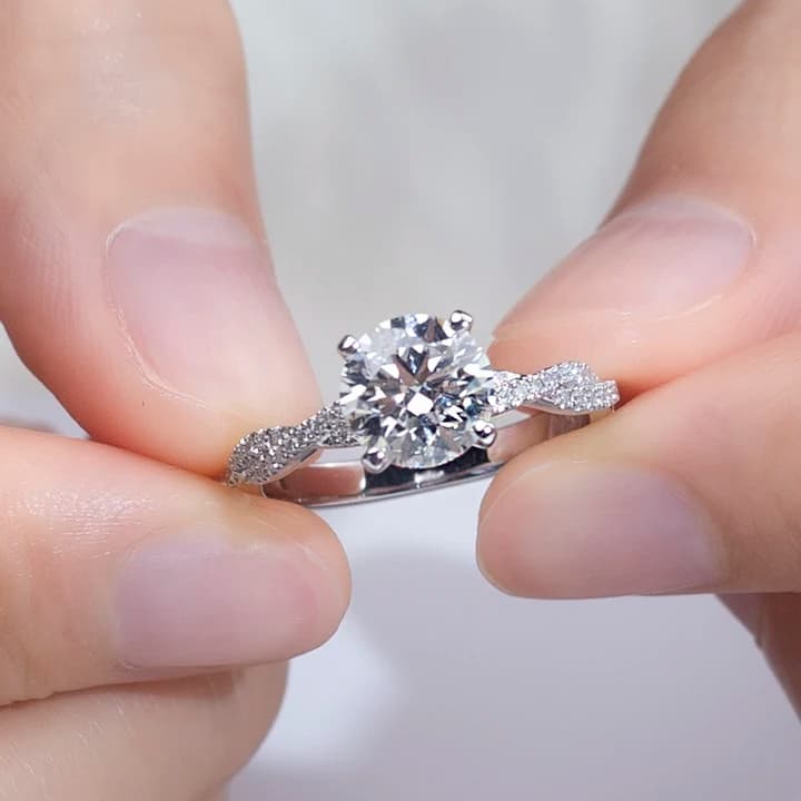 New Design Women Wedding Ring Jewellery Excellent Cutting Lab Grown Diamond 14k White Gold Engagement Ring