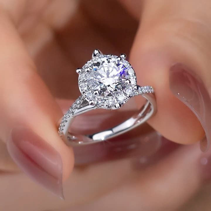 Wholesale Price Lab Grown Diamond Ring Round Cut 18k White Gold Rings Fashion Jewellery Rings for Engagement Wedding