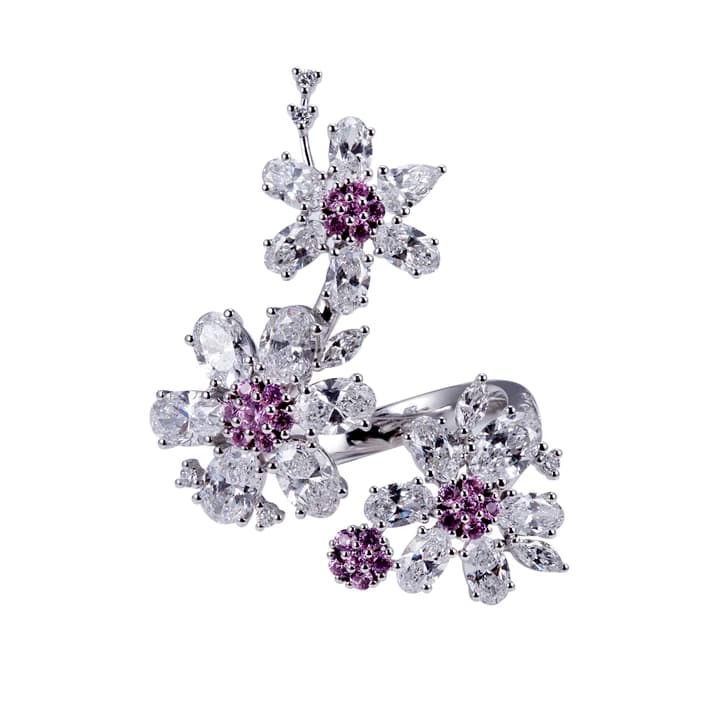 MSR1385 18k Gold White Gold Luxury Lab Diamond Decoration Ring