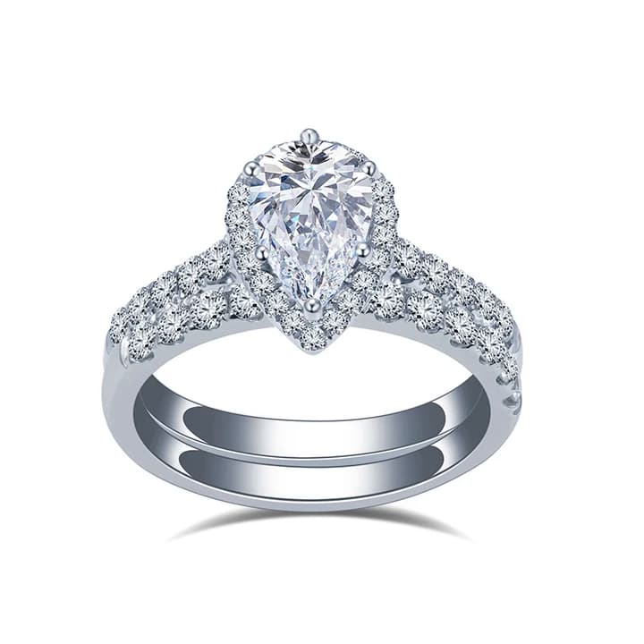 High Quality 14k Solid Gold Jewellery Set IGI Certified 1CT Pear Shape Lab Grown Diamond Ring for Anniversary