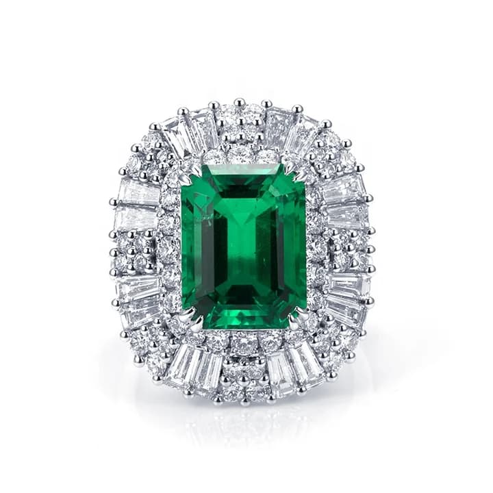 Messi Customized Jewellery 14K Lab Emerald Luxury Ring Wedding Diamond Engagement Ring