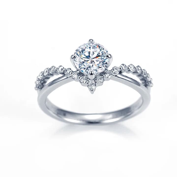 1CT D VS1 Round Lab Grown Diamond Ring PT950 Platinum Crown Ring Women Wedding\/Engagement Jewellery for Women