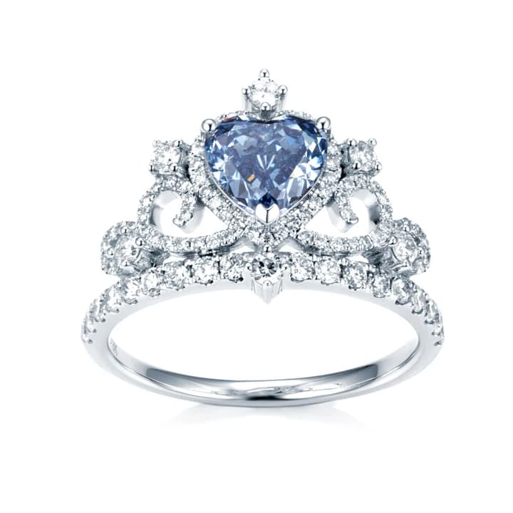 Luxury Jewellery 18K Solid Gold Jewellery HPHT 1.15CT Blue Heart Shape IGI Lab Grown Diamond Ring Crown Wedding Ring Jewellery