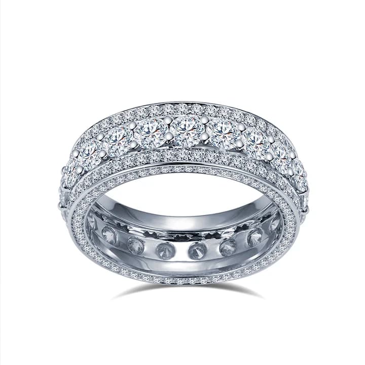 Luxury Wedding Band 14K Solid Gold Synthetic Diamond Band Ring Lab Grown Diamond Women Ring