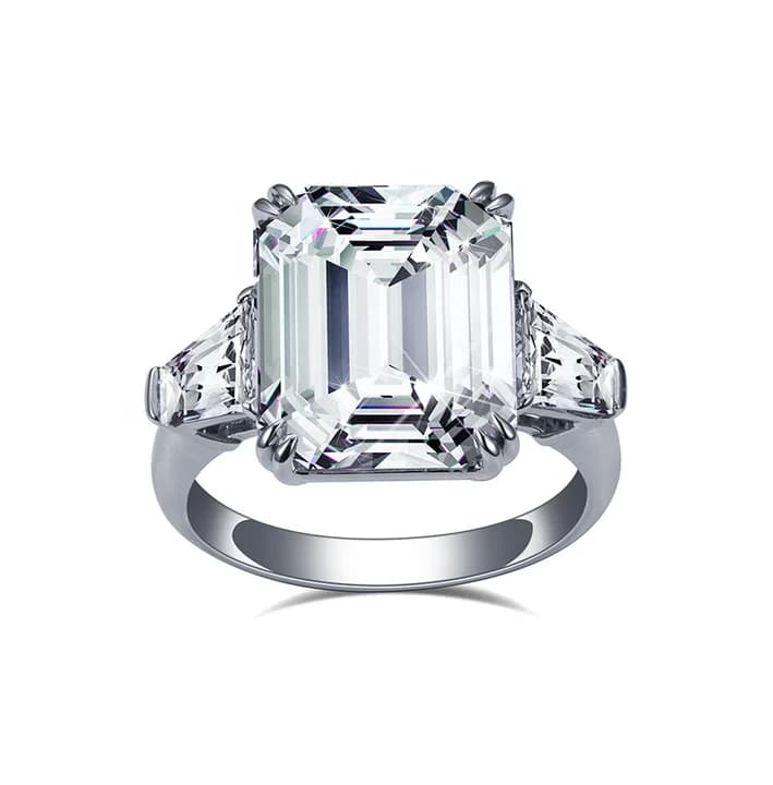 18K Gold 6.0CT Emerald Cut Lab Diamond Rings IGI Lab Diamond Ring Wedding Diamond Engagement Ring
