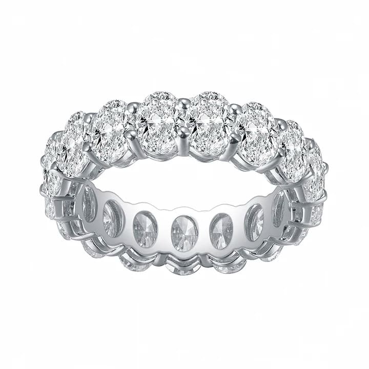 IGI 18K Gold Oval Lab Diamond Eternity Wedding Diamond Engagement Ring